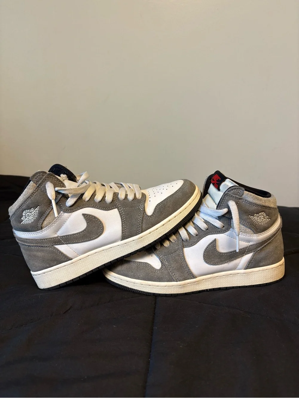 Nike Kids Gray and White High-Top Sneakers